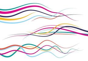 Set of abstract color curved lines. Wave design element. Vector illustration.