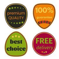 Set of Vector Badges with Ribbons. Web stickers and labels. Isolated vector illustration.