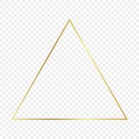 Gold glowing triangle frame isolated. Shiny frame with glowing effects. Vector illustration.