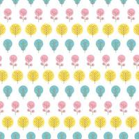 Seamless pattern with colored trees on white background. Vector illustration.