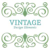 Calligraphic design elements and page decoration. Green Vintage floral elements for design. Vector decorative design elements.