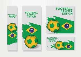 afiche editable para el equipo de fútbol de brasil, futbolista, uniforme, bandera. vector