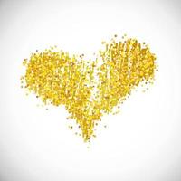Hand drawn golden glitter heart. Symbol of Love. Vector illustration