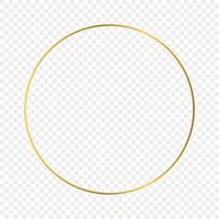 Gold glowing circle frame isolated. Shiny frame with glowing effects. Vector illustration.