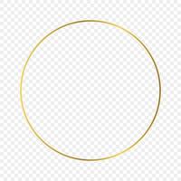 Gold glowing circle frame isolated. Shiny frame with glowing effects. Vector illustration.