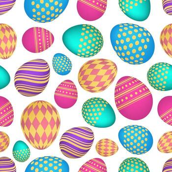 Seamless pattern with colorful Easter eggs. Vector illustration