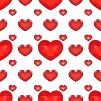 Seamless Pattern with Red Low Poly Heart. Symbol of Love. Vector illustration