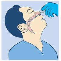 A medical swab, Covid-19 should be inserted from about half of the patient's nostrils and ears. Spin the broom several times. vector