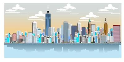 Panorama of New York City America Landmarks for travel posters and postcards in vector and illustration format.