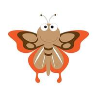 Cartoon butterfly illustration. Cute smiling character for childish design. Flat vector illustration isolated on a white background.