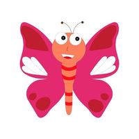 ilustración de mariposa de dibujos animados. lindo personaje sonriente para el diseño infantil. ilustración vectorial plana aislada en un fondo blanco. vector