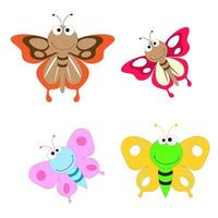 Cartoon butterfly illustration. Cute smiling character for childish design. Flat vector illustration isolated on a white background.