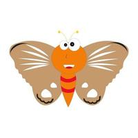 ilustración de mariposa de dibujos animados. lindo personaje sonriente para el diseño infantil. ilustración vectorial plana aislada en un fondo blanco. vector