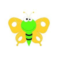 Cartoon butterfly illustration. Cute smiling character for childish design. Flat vector illustration isolated on a white background.