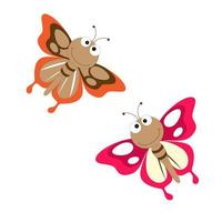 ilustración de mariposa de dibujos animados. lindo personaje sonriente para el diseño infantil. ilustración vectorial plana aislada en un fondo blanco. vector