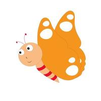 Cartoon butterfly illustration. Cute smiling character for childish design. Flat vector illustration isolated on a white background.