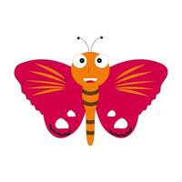 Cartoon butterfly illustration. Cute smiling character for childish design. Flat vector illustration isolated on a white background.