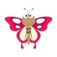 Cartoon butterfly illustration. Cute smiling character for childish design. Flat vector illustration isolated on a white background.