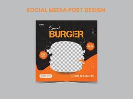 Burger social media post design vector