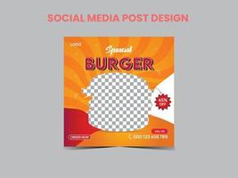 Burger social media post design vector