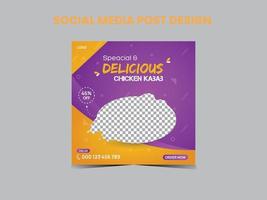 Delicious chicken social media post design vector