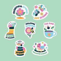 Handdrawn Spring Sticker Pack vector