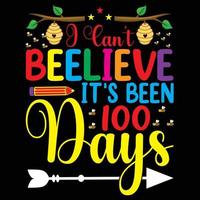 100 días de escuela letras tipografía diseño de camiseta o caligráfico 100 días de fondo escolar vector