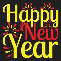 Colorful lettering Happy new year or Hand drawn new year typography t shirt design .welcome happy new year. vector