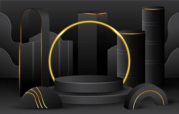 3D Black Luxury Podium Background