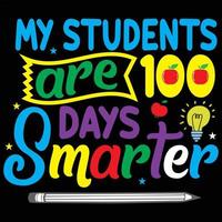 100 días de escuela letras tipografía diseño de camiseta o caligráfico 100 días de fondo escolar vector