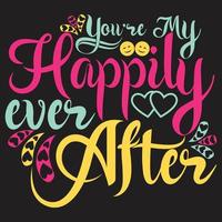 Happy valentines day typography lettering romantic lettering of love tshirt vector