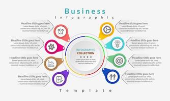 diseño de plantilla de infografía empresarial. infografía de diagrama de círculo realista. visualización de gráficos de informes anuales de negocios modernos. vector