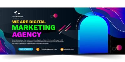 diseño de banner de portada de redes sociales de marketing digital, banner de negocios creativo moderno. vector