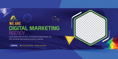 diseño de banner de portada de marketing digital, banner web de marketing en redes sociales. vector
