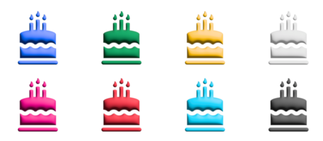 Kuchen-Icon-Set, grafische Elemente der bunten Symbole png