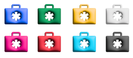 First aid bag icon set, colorful symbols graphic elements png