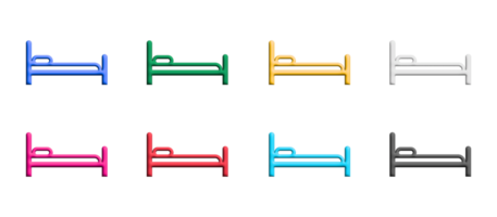 säng ikon uppsättning, färgrik symboler grafisk element png