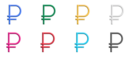 frotar el conjunto de iconos del rublo ruso, elementos gráficos de símbolos coloridos png