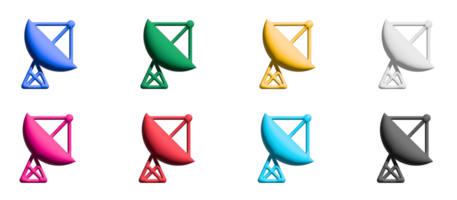 satellit maträtt ikon uppsättning, färgrik symboler grafisk element png