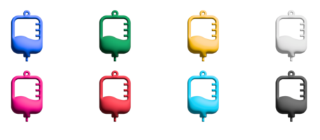 Saline solution icon set, colorful symbols graphic elements png