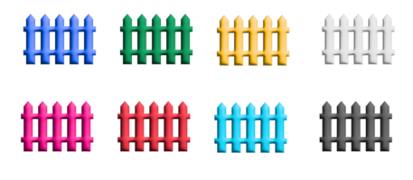 staket ikon uppsättning, färgrik symboler grafisk element png