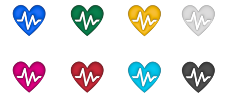 Heart beat icon set, colorful symbols graphic elements png