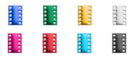 jeu d'icônes de film de diapositives, éléments graphiques de symboles colorés png