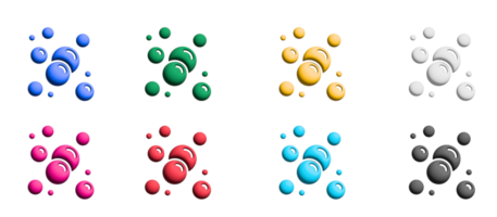 Bubble icon set, colorful symbols graphic elements png