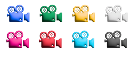 jeu d'icônes de cinéma, éléments graphiques de symboles colorés png