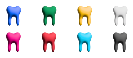 Teeth icon set, colorful symbols graphic elements png