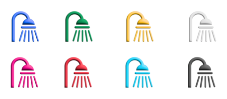 dusch ikon uppsättning, färgrik symboler grafisk element png