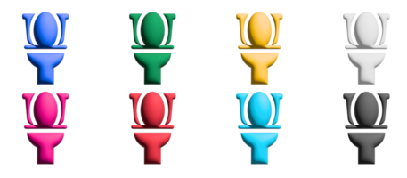 Flush toilet icon set, colorful symbols graphic elements png