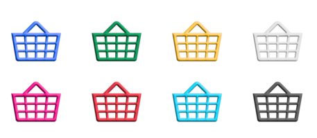 Basket icon set, colorful symbols graphic elements png