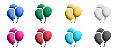 jeu d'icônes de ballon, éléments graphiques de symboles colorés png